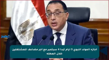 إجازة المولد النبوي 3 أيام تبدأ 4 سبتمبر مع أجر مضاعف للمشتغلين خلال العطلة